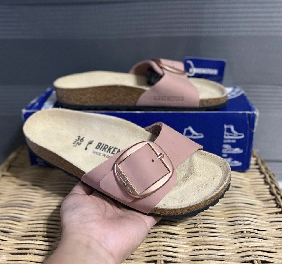 birkenstock big buckle washed metallic rose
