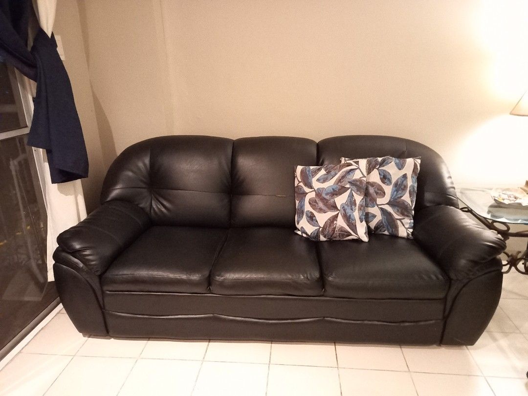 Black Sofa Set, Furniture & Home Living, Furniture, Sofas on Carousell