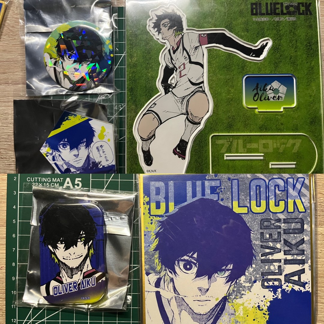 blue lock oliver aiku , stand , badges and shikishi bundle, Hobbies & Toys, Memorabilia