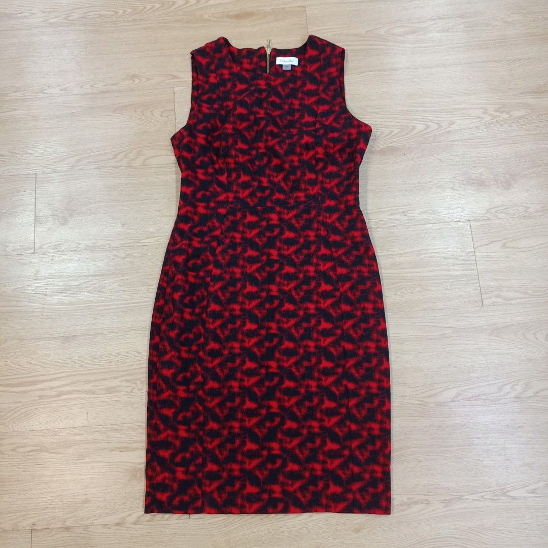 Calvin Klein Black Red Midi Dress Women s Fashion Dresses Sets