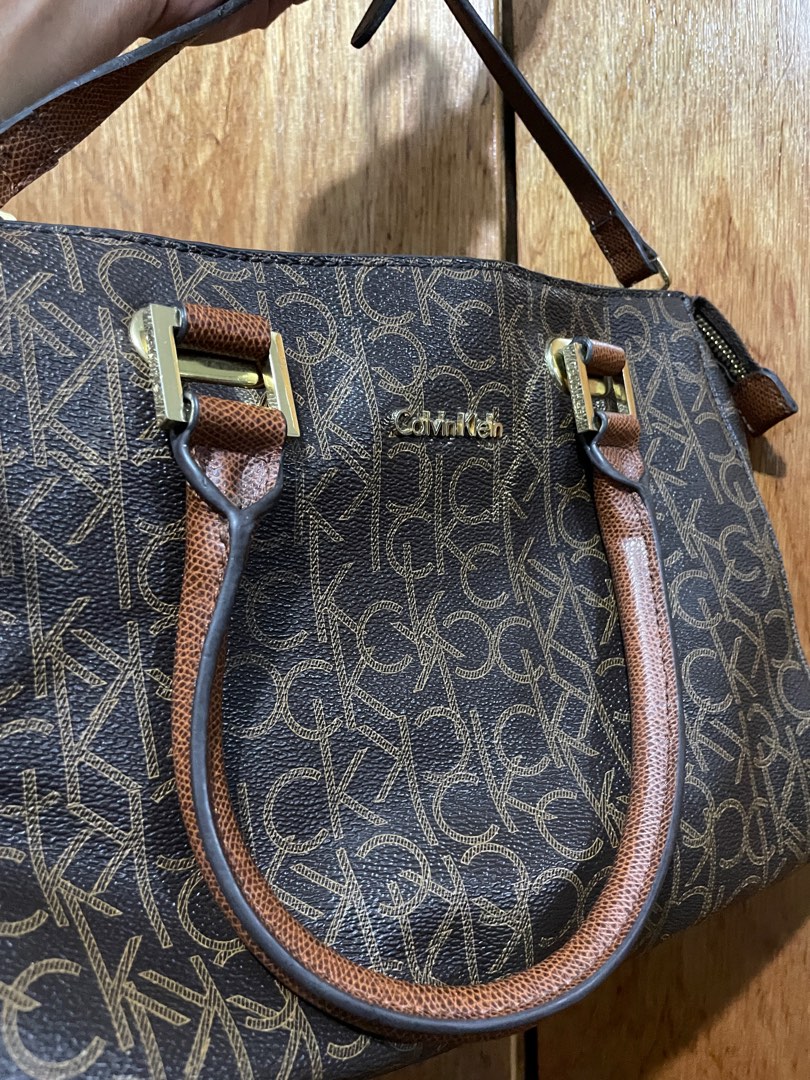 Calvin Klein Halle Hudson Monogram Satchel Two Wag Handbag