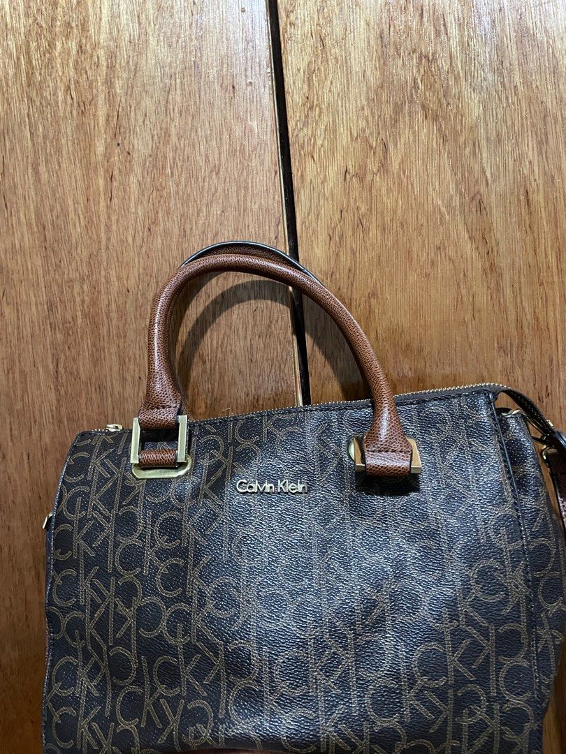 Calvin Klein Halle Hudson Monogram Satchel Two Wag Handbag and Sling Bag Women s Fashion Bags Wallets Cross body Bags on Carousell