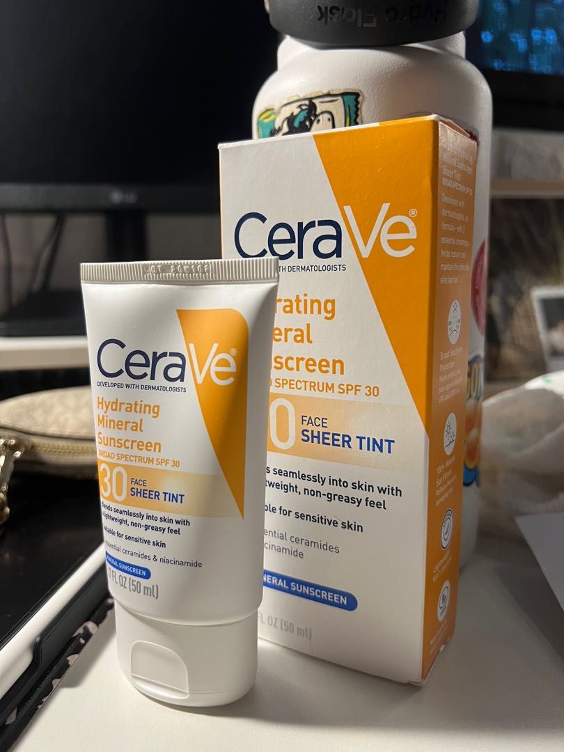 Cerave Hydrating Mineral Sunscreen Face Sheer Tint, Beauty & Personal