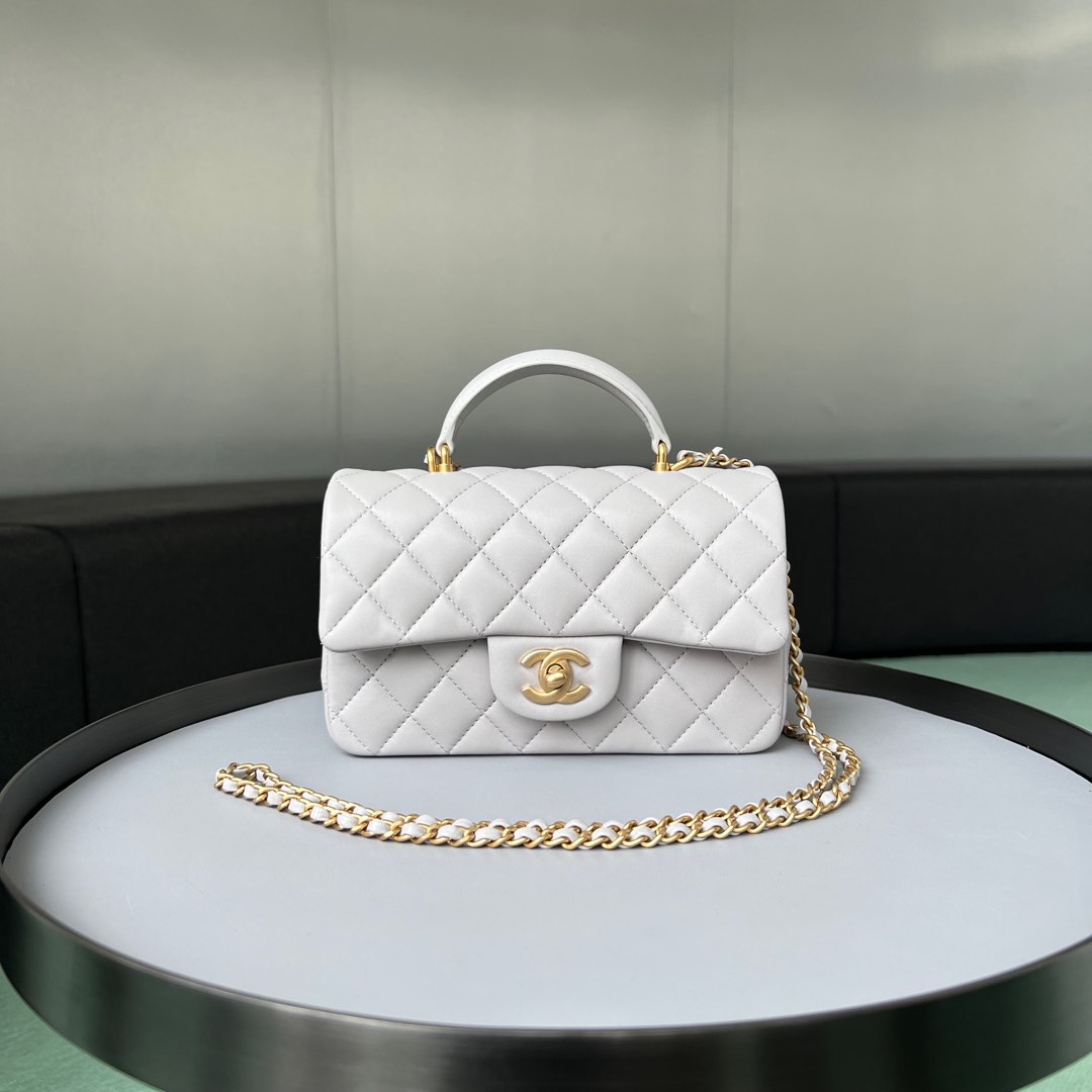 Chanel Mini Rectangular Top Handle Grey / Ghw, Luxury, Bags & Wallets on  Carousell