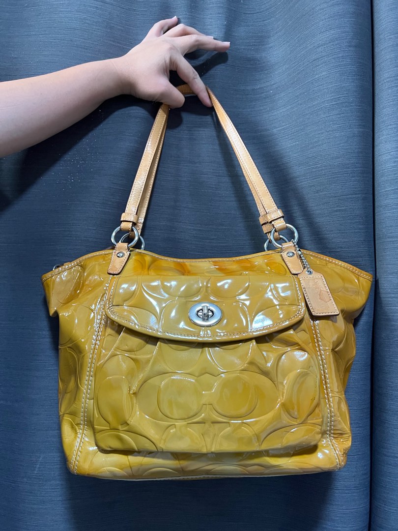 Coach Patent Leather Signature Bag, Luxury, Bags & Wallets on Carousell