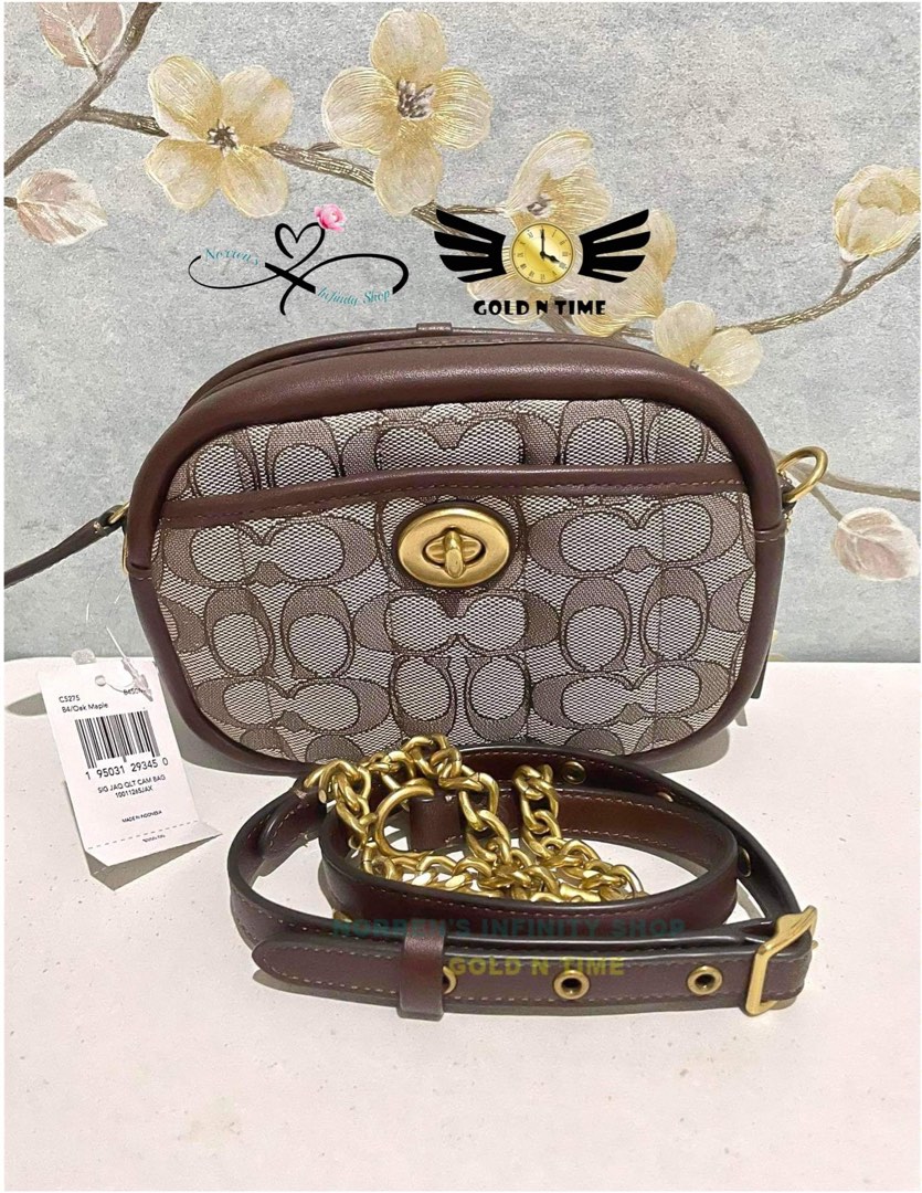 Coach Small Camera Bag In Signature Jacquard With Quilting, Luxury