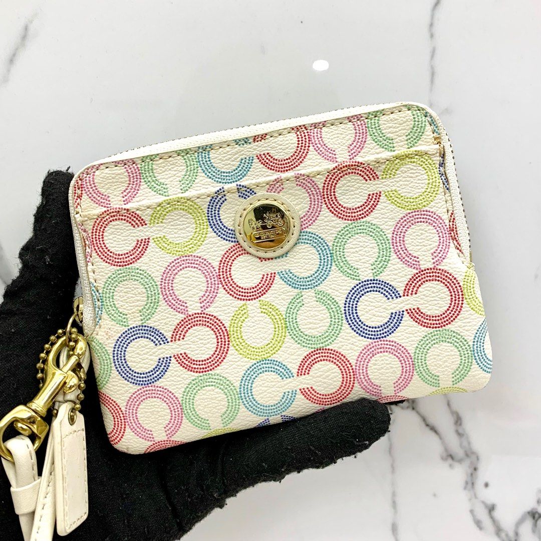White coach purse with colored c's online
