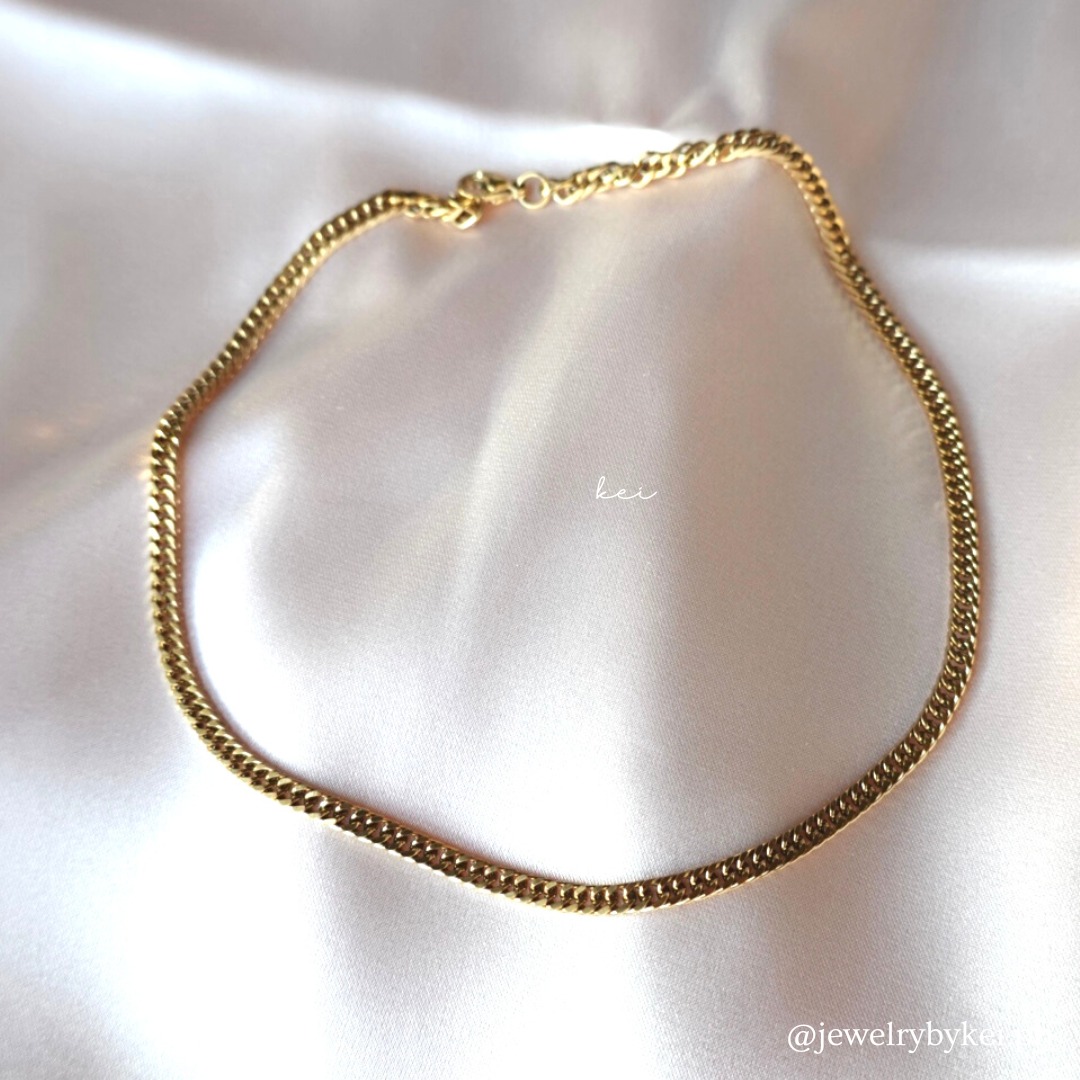 Pin decor cuban adjustable choker necklace main image 1
