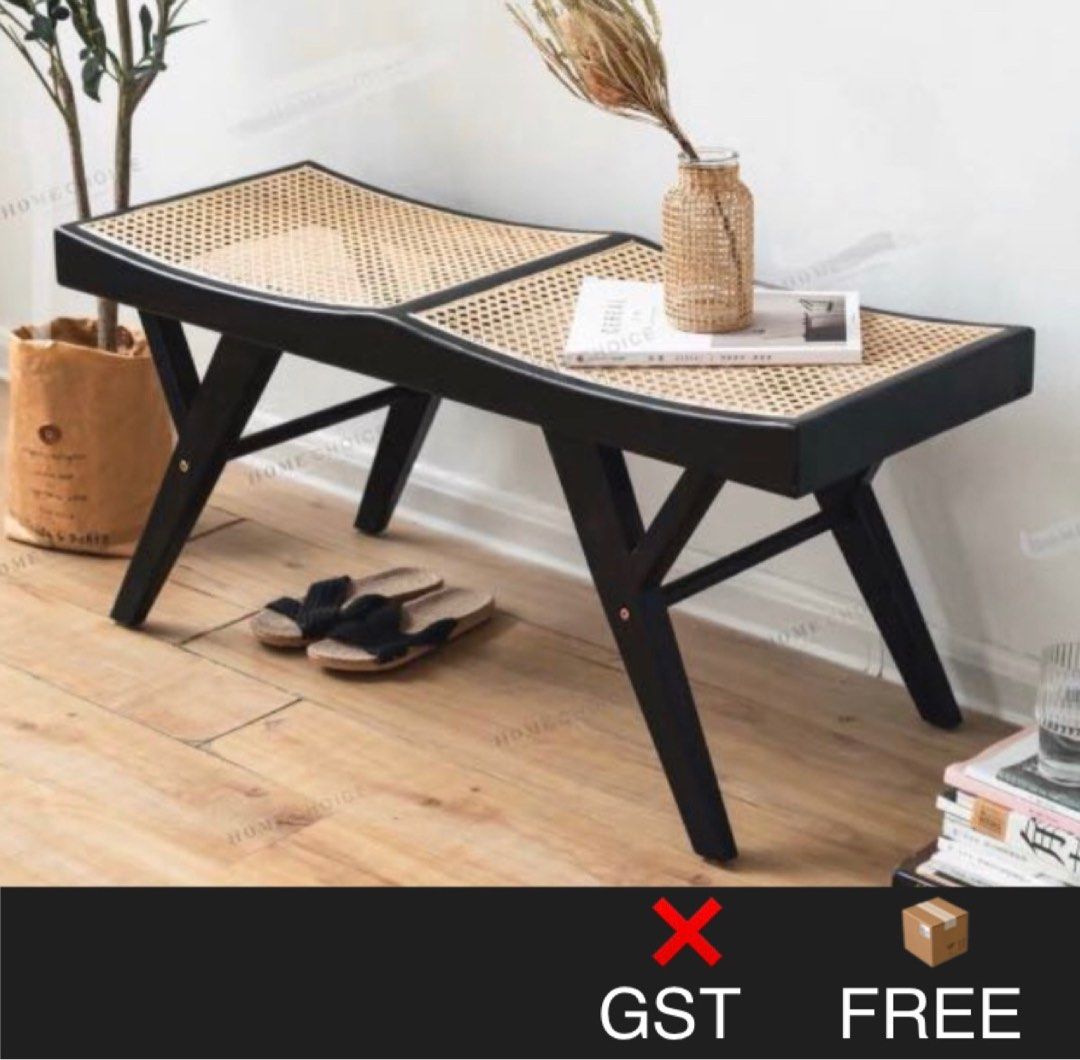 Customise Rattan Bench ❤️ Wooden Dining Bedroom Shoe Foyer Patio
