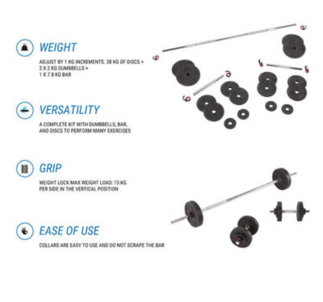 Decathlon 50kg Dumbbell & Barbell Weight, Sports Equipment, Exercise