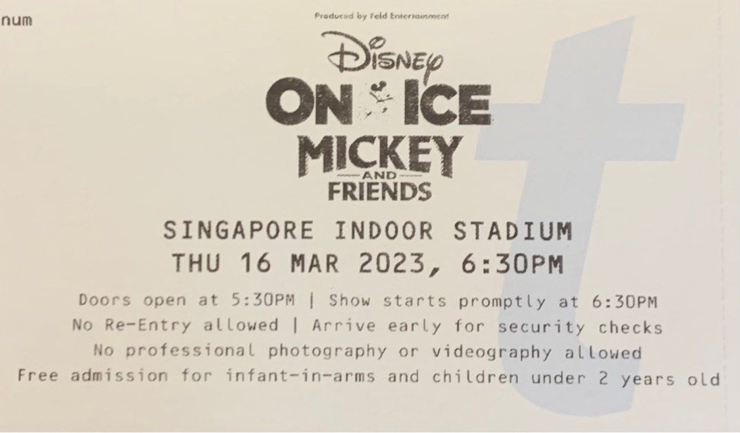 Disney On Ice Ticket (Platinum Row), Tickets & Vouchers, Event Tickets