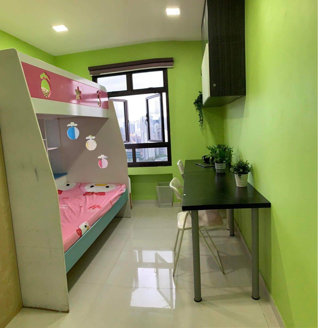 Double Decker Bunk Bed with Ikea single mattress, Furniture & Home