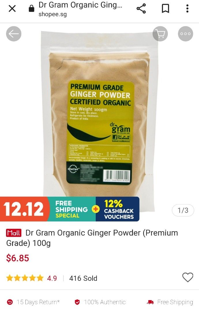 Dr Gram Organic Ginger Powder, Food & Drinks, Spice & Seasoning on