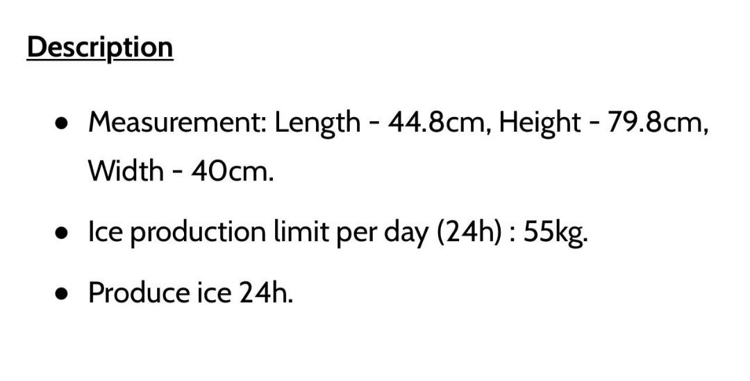 Eskimos Ice maker machine (55kg ice), TV & Home Appliances, Kitchen