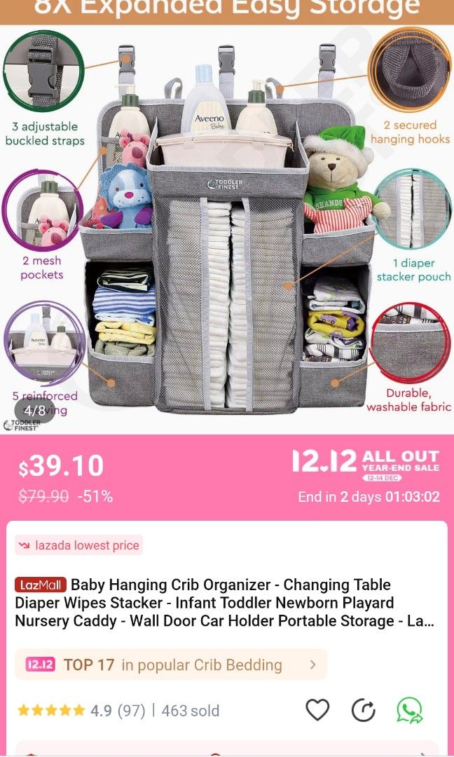 Extra Large Cot Organiser, Babies & Kids, Baby Nursery & Kids Furniture