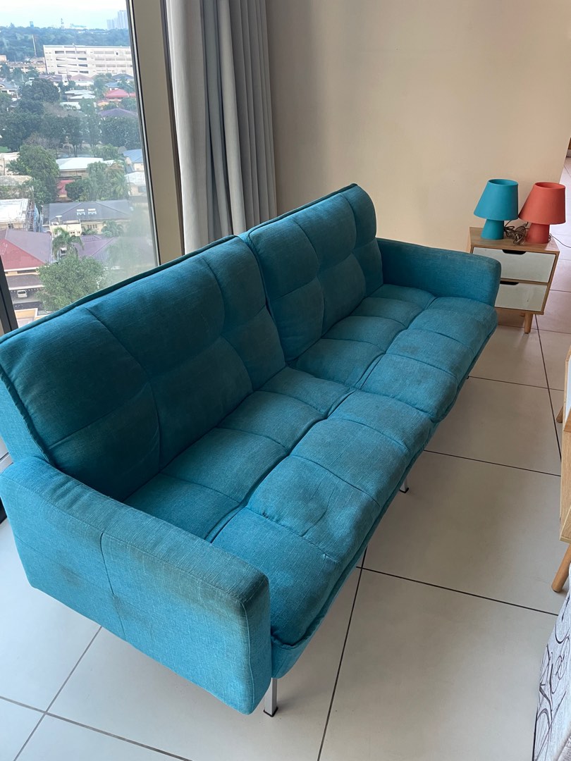 Foldable Sofa Bed Blue, Furniture & Home Living, Furniture, Sofas on