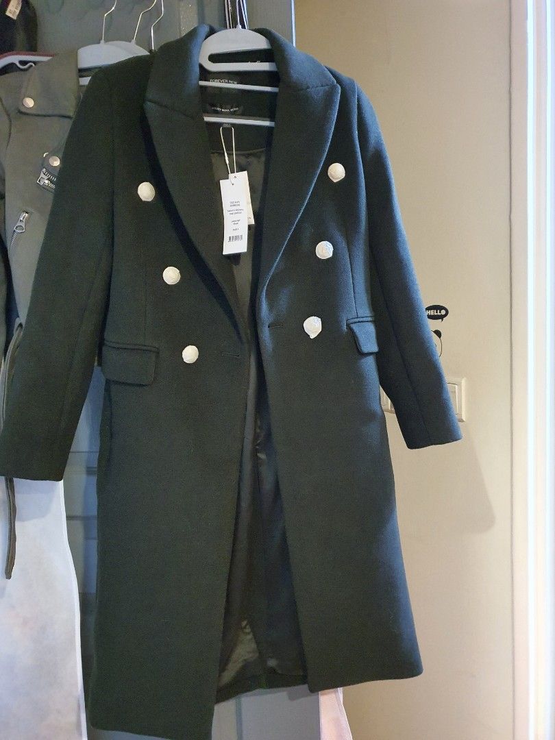 Forever new petite wool coat in very dark khaki Women s Fashion Coats Jackets and Outerwear on Carousell