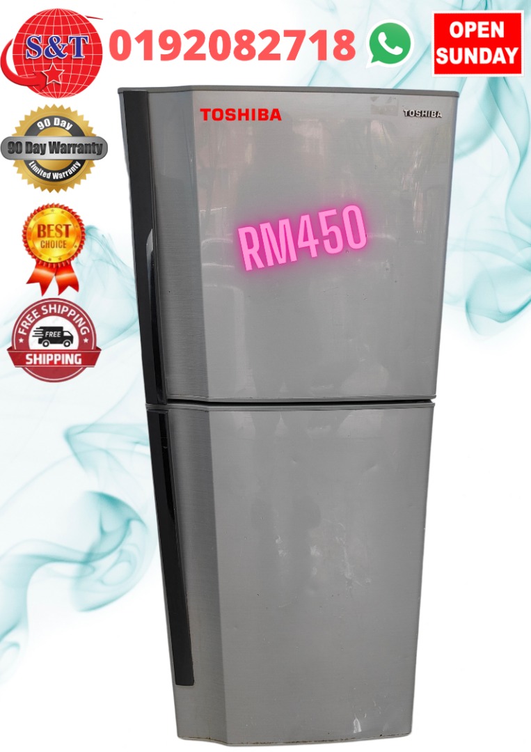 FRIDGE DOUBLE DOOR TOSHIBA SILVER, TV & Home Appliances, Kitchen