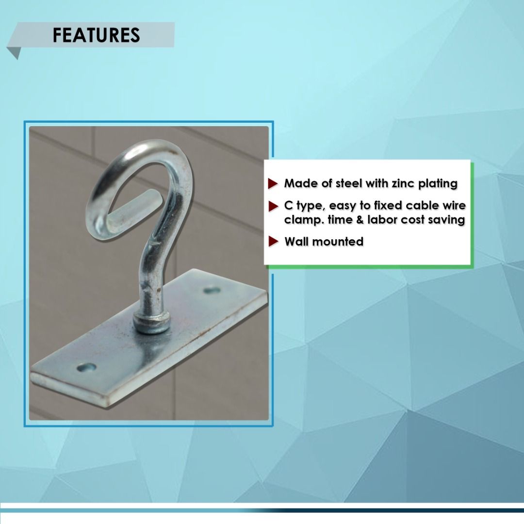 FTTH C TYPE SPIRAL HOOK, DROP CABLE WIRE CLAMP, STAINLESS STEEL with 2