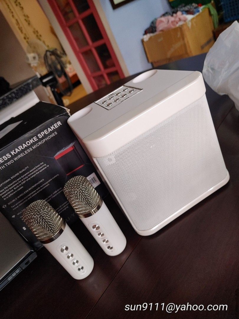 Good as new Wireless Bluetooth Karaoke with 2 wireless microphone (Category: Portable Music Players) located in Quezon City. Submitted by gadgetsun (Listing ID 1202508535, Image 2). Description: Like new, opened for testing.. Pang malakasan. Complete. With box cable and 2mic. All rechargeable walang noise, malakas.