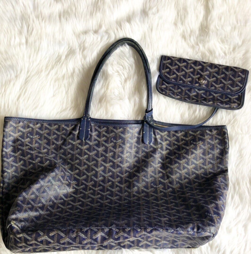 Goyard small leather tote blue, Luxury, Bags & Wallets on Carousell