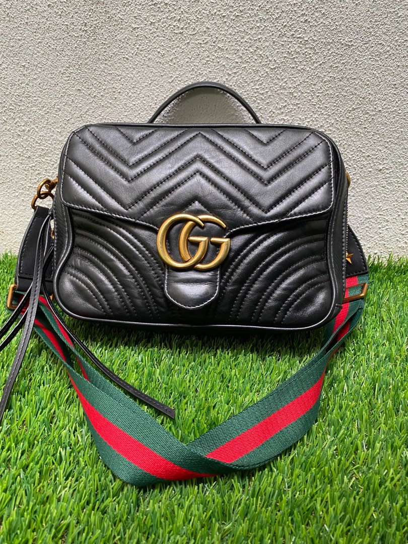 SALE GUCCI Calfskin Matelasse Sylvie Web Small GG Marmont Top