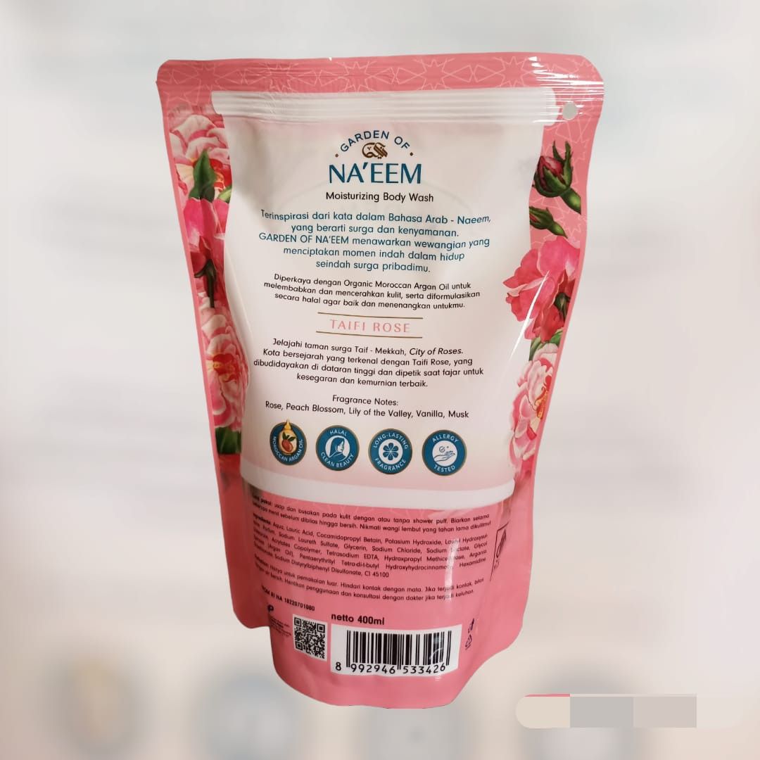 (HALAL) Body Wash NA'EEM Taifi Rose Pouch 400ml, Health & Beauty, Skin