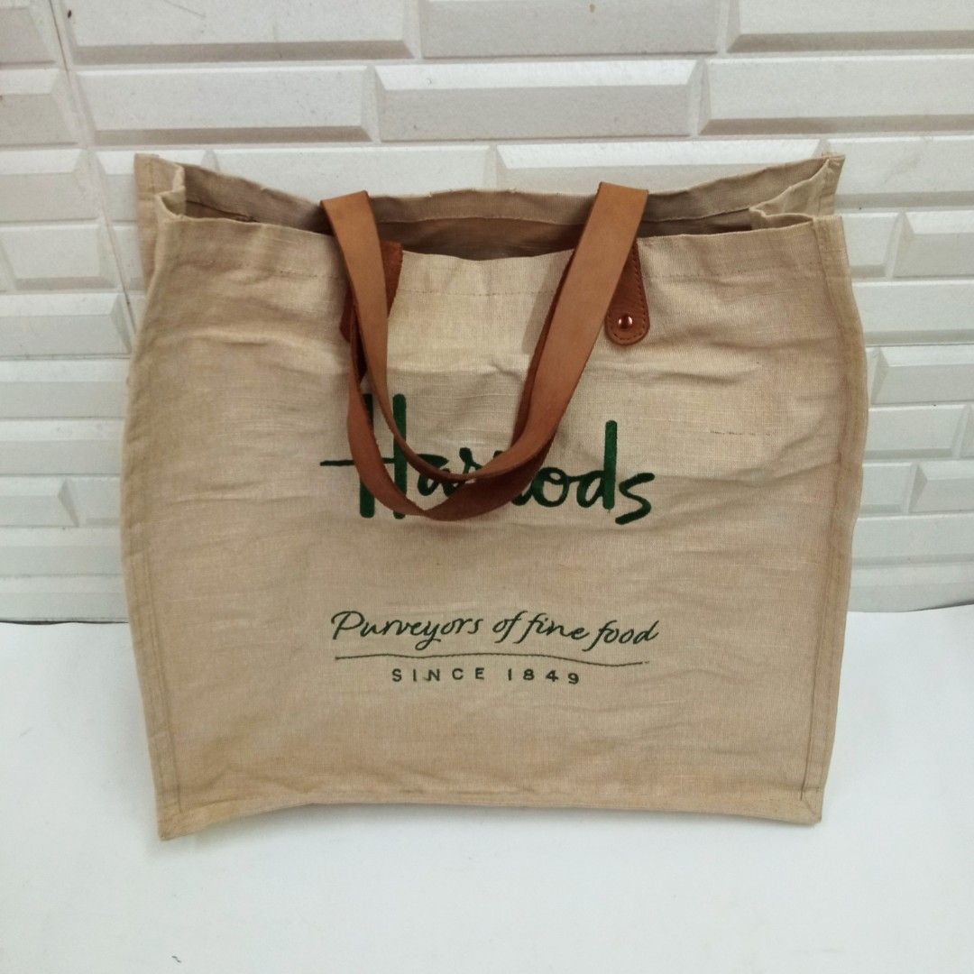 Harrods embroidered jute grocery shopper bag deals