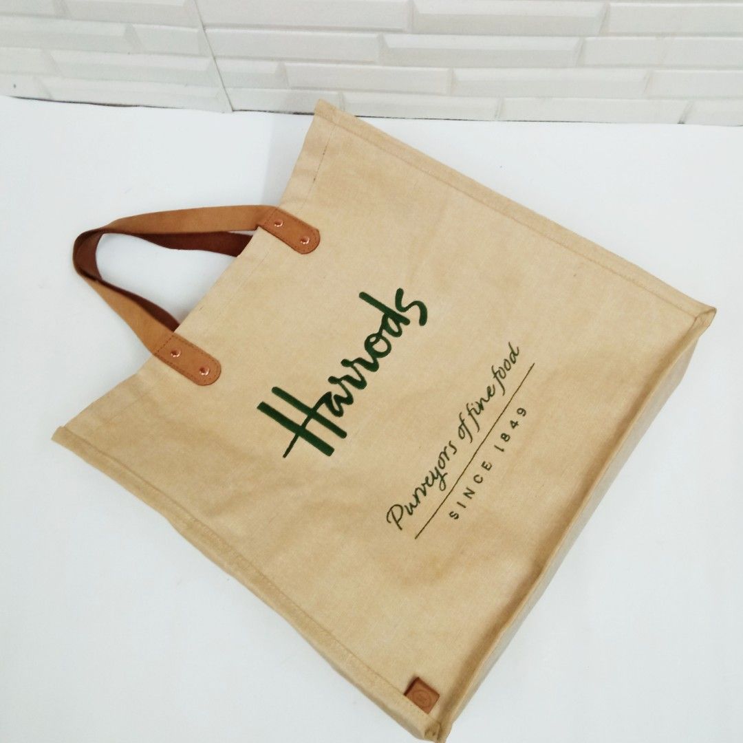 Harrods embroidered jute hot sale grocery shopper bag