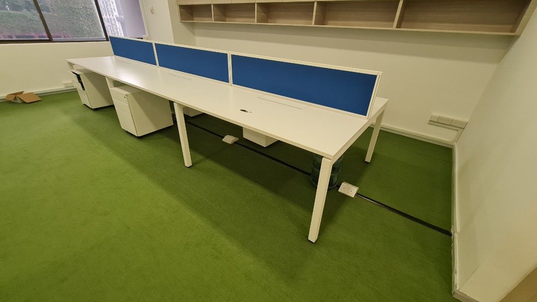 Hot desk workstation 6 seater with pedestal, Furniture & Home Living