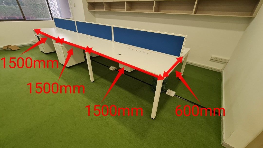 Hot desk workstation 6 seater with pedestal, Furniture & Home Living