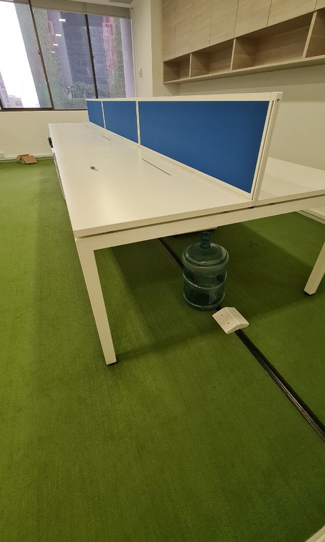 Hot desk workstation 6 seater with pedestal, Furniture & Home Living