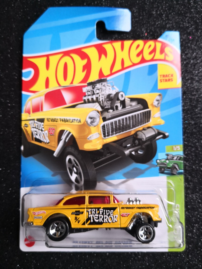 Hot Wheels 55 Chevy Bel Air Gasser Tri Five Terror Yellow