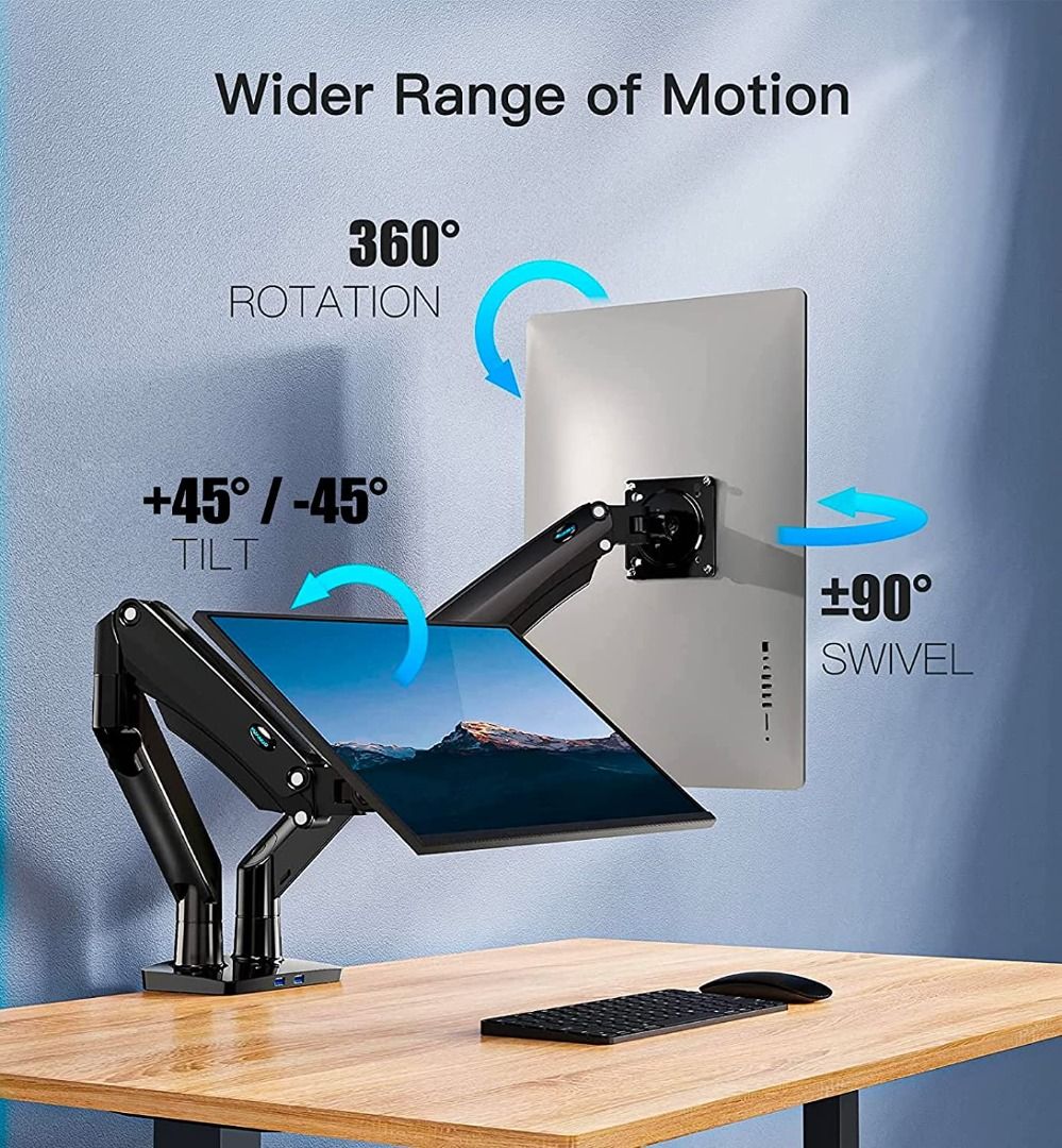 HUANUO Dual Monitor Stand, Desk Mount Arms for Two 1335" Screens with