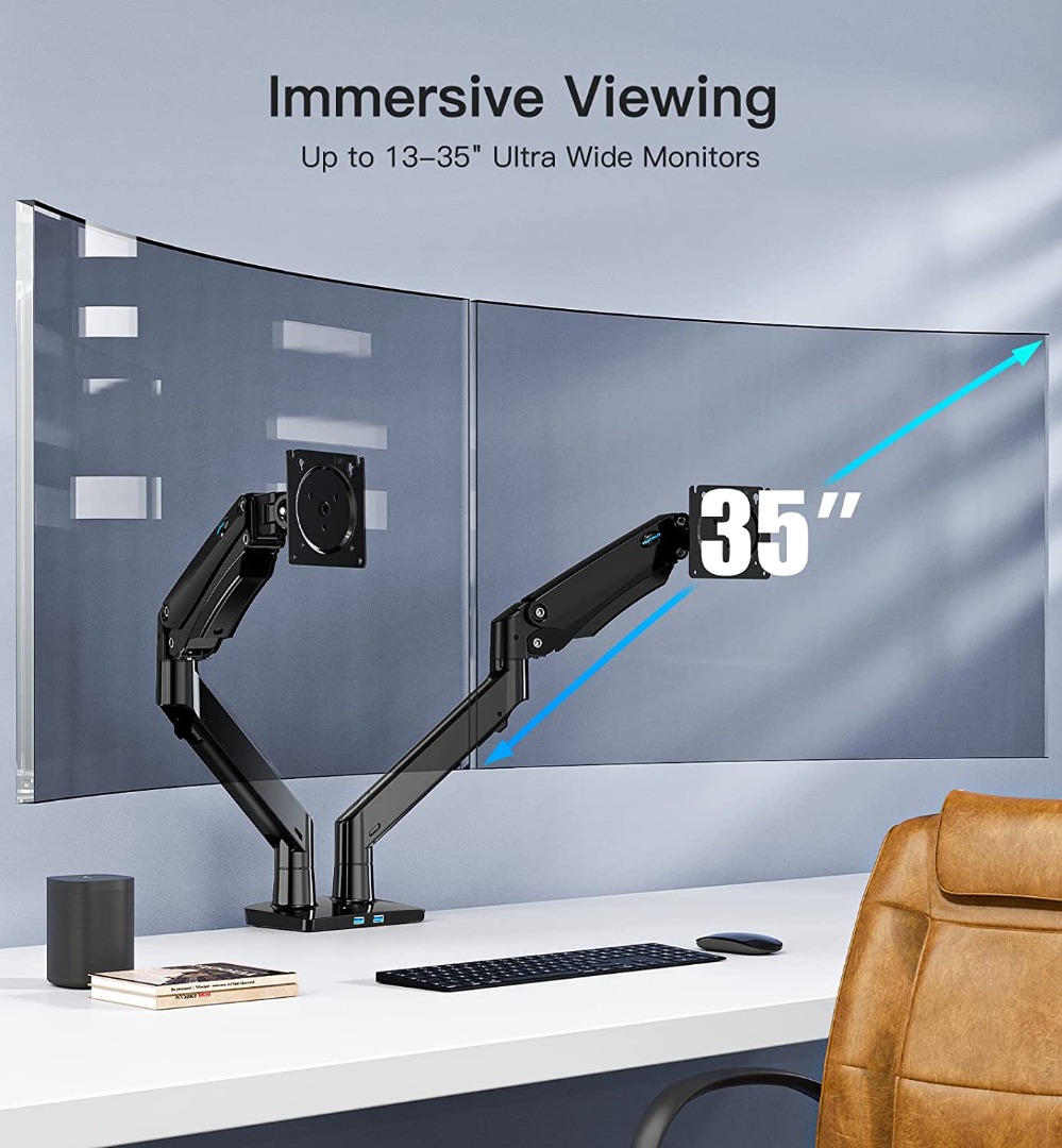 HUANUO Dual Monitor Stand, Desk Mount Arms for Two 1335" Screens with