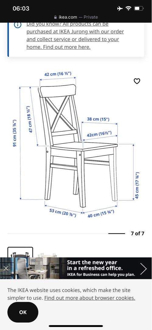 Ikea dining table with 4 chairs, Furniture & Home Living, Furniture