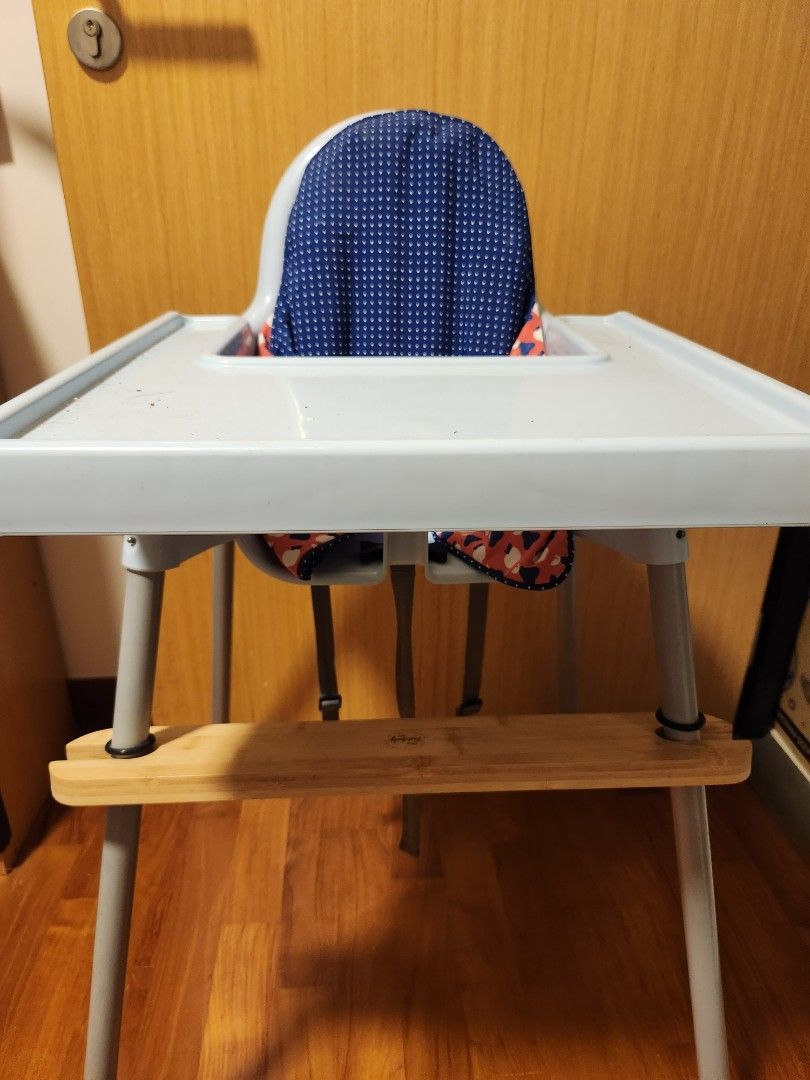 Ikea high chair with tray, cushion and foot rest, Babies & Kids