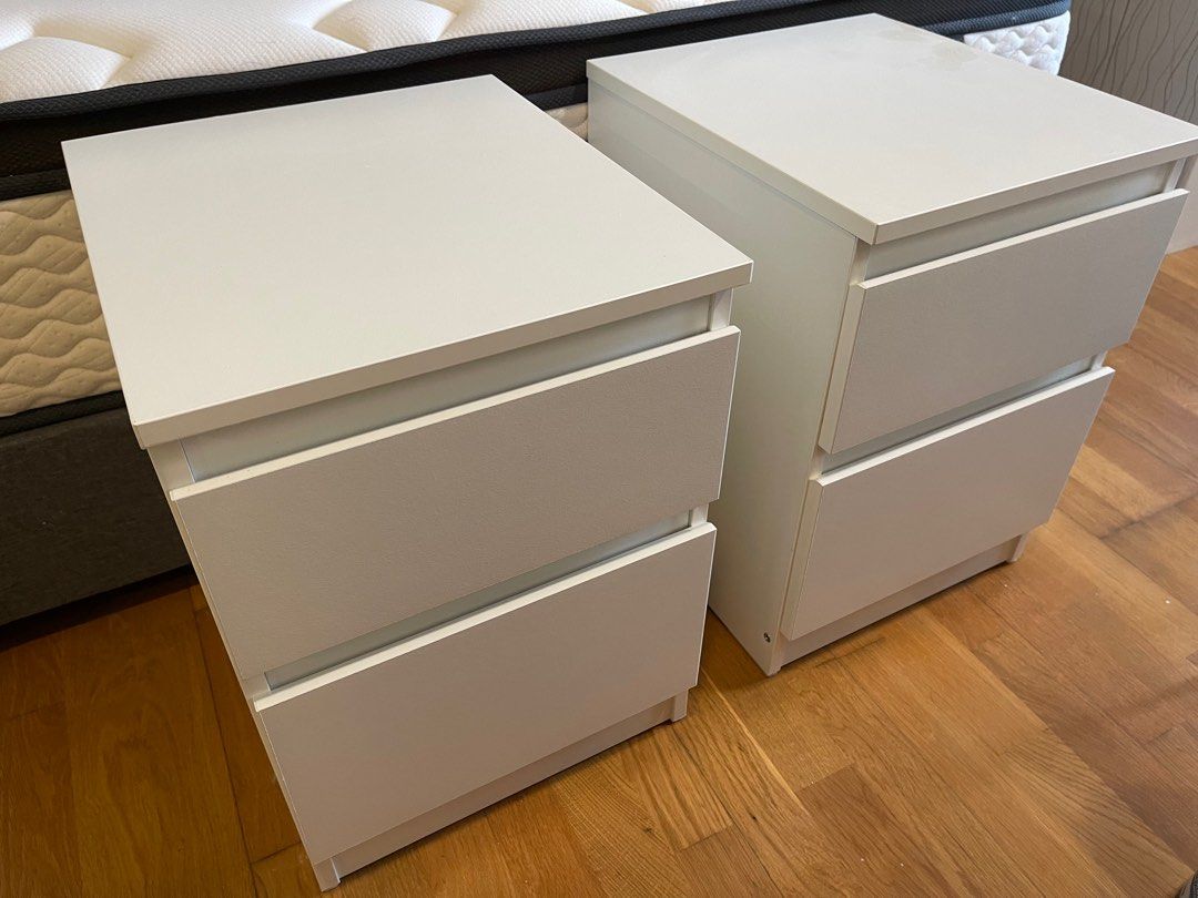 IKEA KULLEN Bedside Table White Chest of 2 Drawers, Furniture