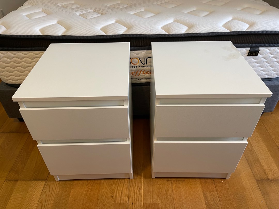 IKEA KULLEN Bedside Table White Chest of 2 Drawers, Furniture