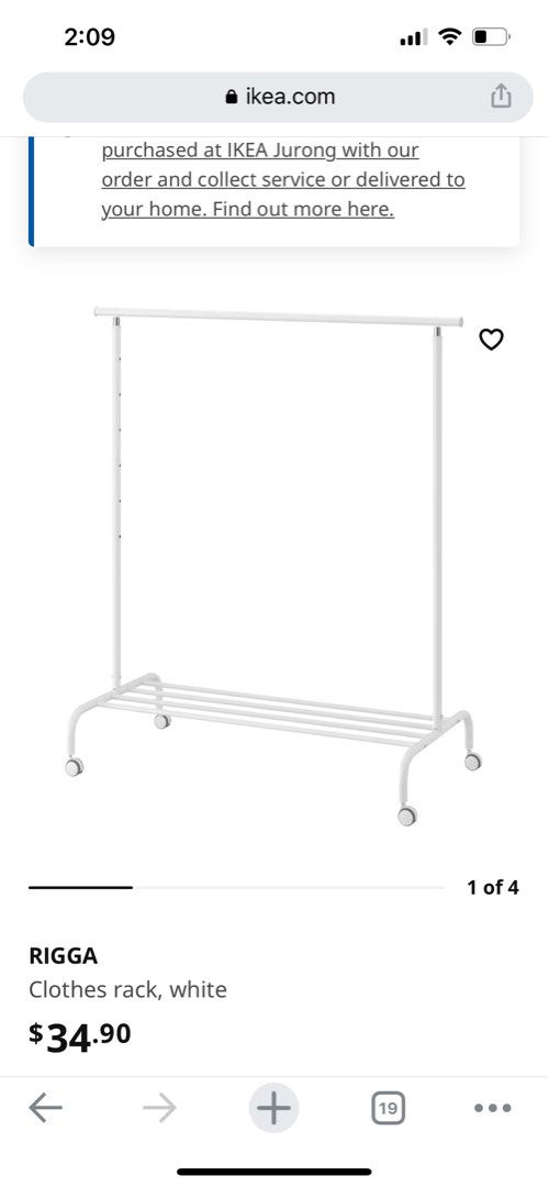 IKEA Rigga Clothes Rack, Furniture & Home Living, Furniture, Shelves