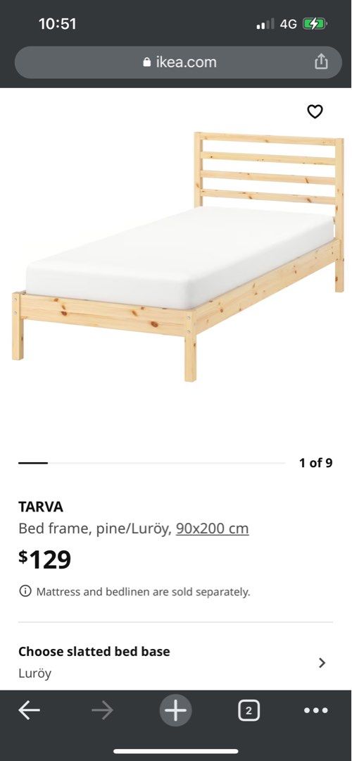 Ikea Single Bed Frame with Mattress, Furniture & Home Living, Furniture