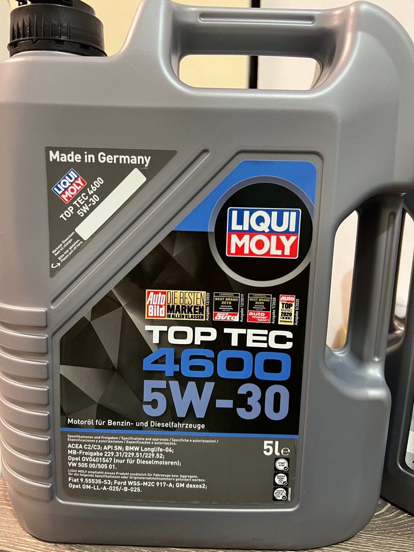 LIQUI MOLY 5W-30 Top Tec 4600 5L, Car Accessories, Car Workshops & Services  on Carousell