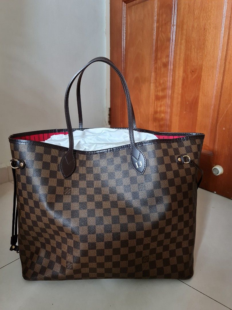 Used LV neverfull Mm fully leather, Luxury, Bags & Wallets on Carousell