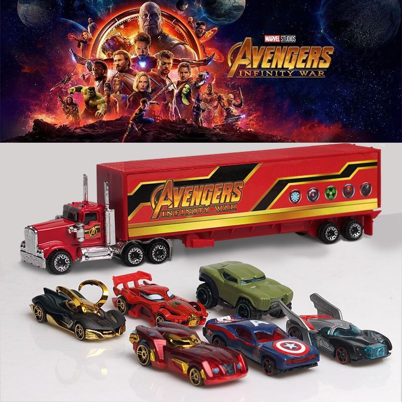 Marvel Avengers Infinity War heroes' 6 cars w/ theme truck 164 Metal