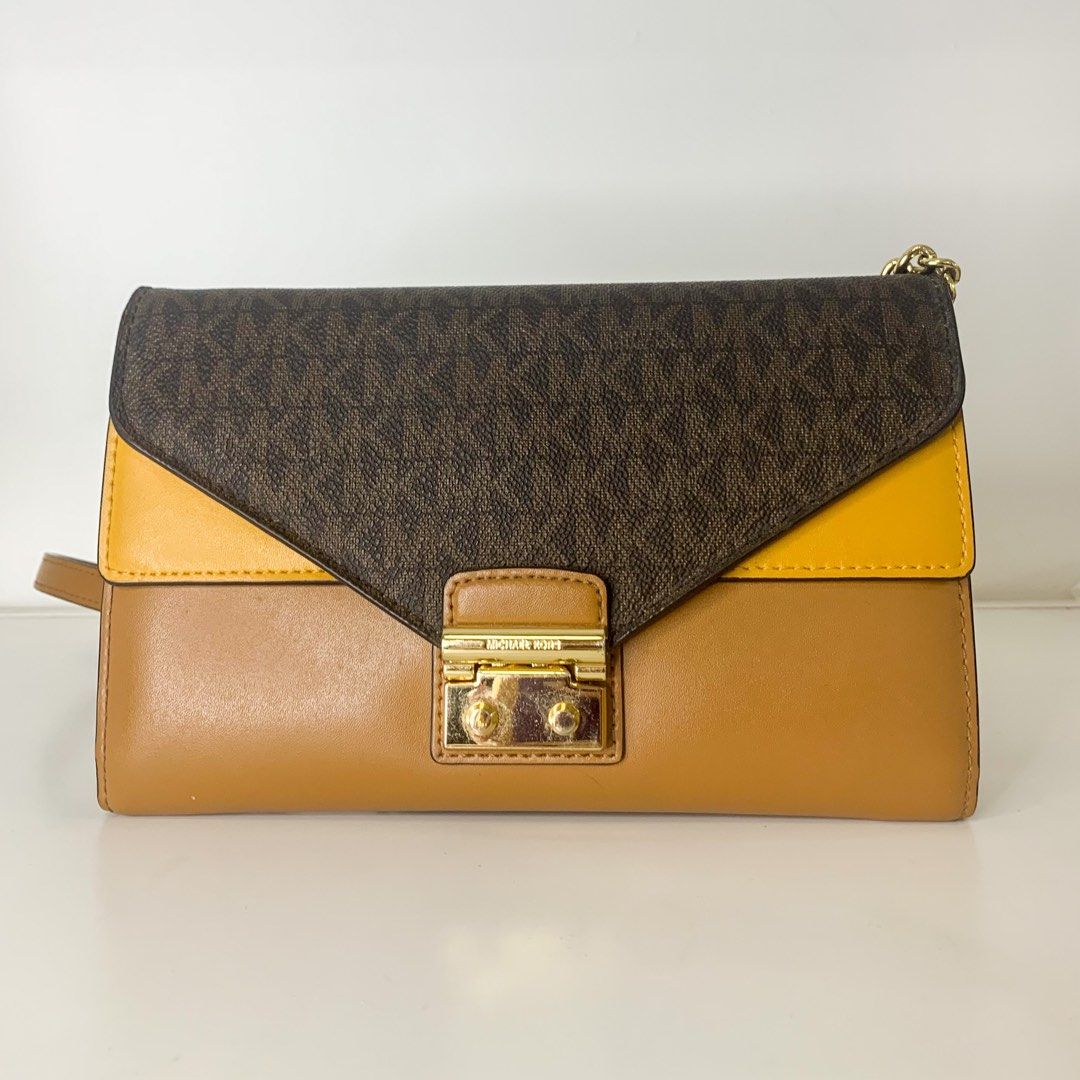 Michael Kors Sloan Leather Chain Wallet Original Barang Mewah Tas Dompet di Carousell