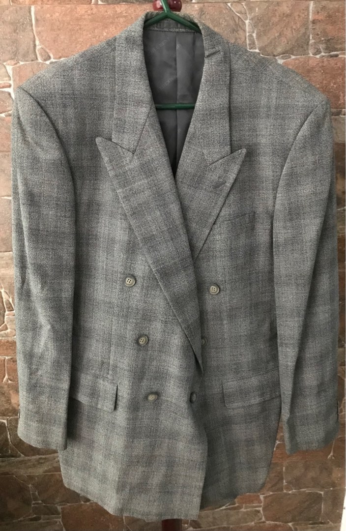 Michel Rene Pure Wool Double Breasted Suit Coat Blazer Jacket, Men's ...