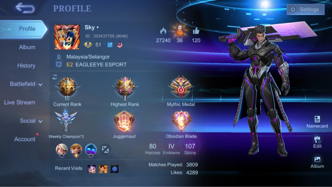 MLBB ACCOUNT SKIM LEGEND ALUCARD, Video Gaming, Video Games, Others on