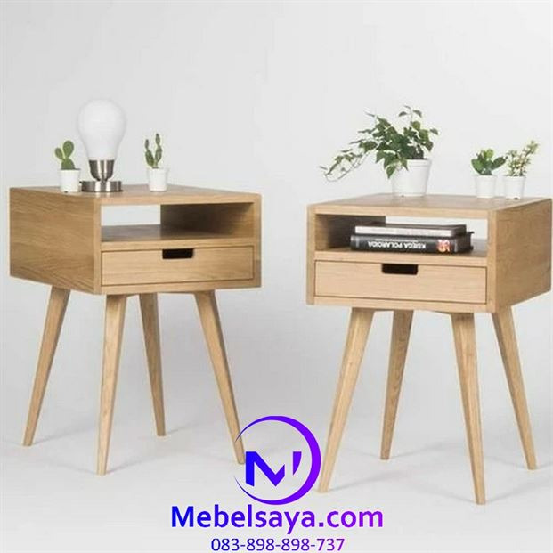 Nakas Minimalis Side Table Kayu Jati Bleaching, Aksesoris Mobil di