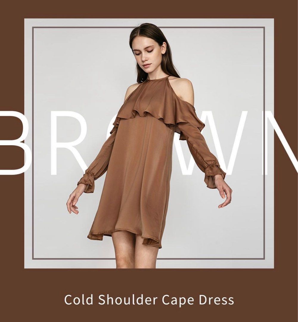 New JENDES Cold Shoulder Cape Dress SGD130 Women s Fashion