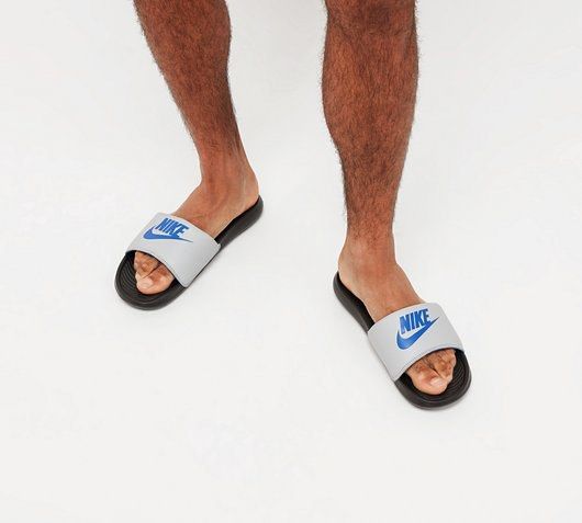 Mens grey hotsell nike slides